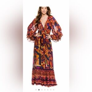 FARM Rio Red, Blue & Orange Printed Maxi Dress